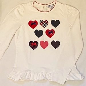 Hartstrings White Long Sleeve Heart Print Shirt Girls Size 10